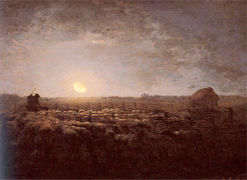 Jean-Franc Millet The Sheep Meadow Moonlight Germany oil painting art